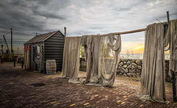 Fishing nets at Urk harbor.
