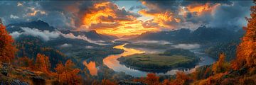 Natuur-zonsopgang-bergen-landschap van Manipulatiemelodie