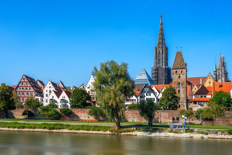 View across the Danube to the old town of Ulm, with the Ulmer M by ManfredFotos