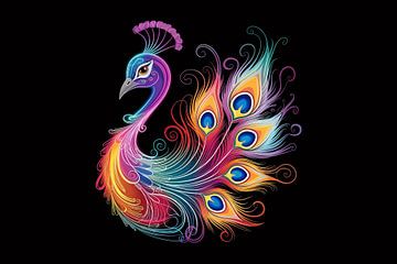 Kleurrijke pauw met gloeiende veren van Art & Soul Creations