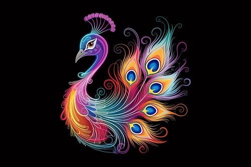 Paon coloré aux plumes lumineuses