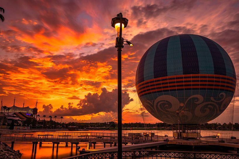 Aerophile Balloon  at Disney Springs during sunset by John Ouds