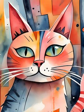 Vrolijke kattentwist met geometrische patronen