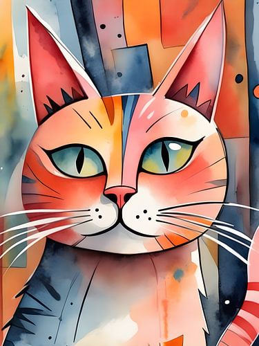 Vrolijke kattentwist met geometrische patronen