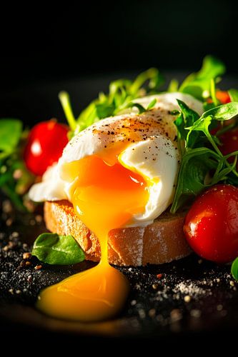 Perfect gepocheerd ei op geroosterd brood
