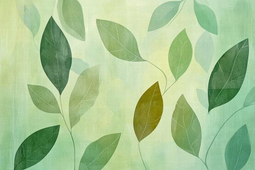 Blattornament auf sanftem Hintergrund von Poster Art Shop