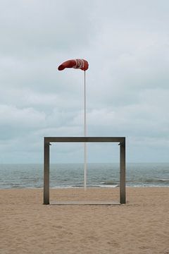 Sea view with red flag