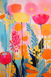 Japandi, bunt und abstrakt Blumen