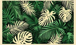 Symphonie der Monstera und Palmenblätter