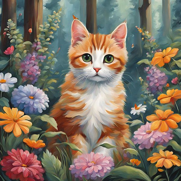 Kitty The Cat In The Forest 1.1 Gemälde von ComfortQ