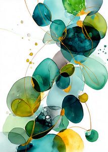 Abstraction modern painting shapes and colors ink