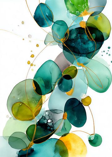 Abstractie modern schilderij vormen en kleuren inkt