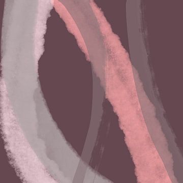 Abstracte lijnen en vormen in roze, taupe en paars van Dina Dankers