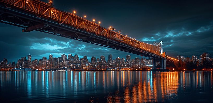 Beleuchtete Brücke in der Nacht von fernlichtsicht