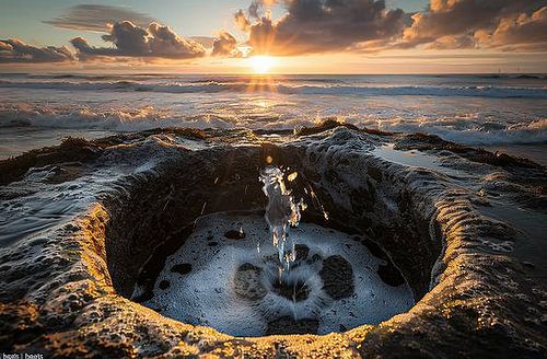 Sea in the evening glow