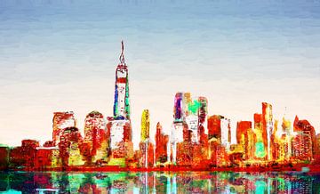 Bunt bemalte New Yorker Skyline von Arjen Roos