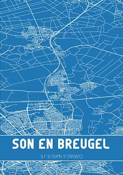 Blaupause | Karte | Son en Breugel (Nordbrabant) von Rezona