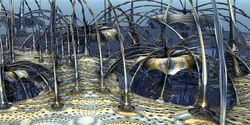 3d render illustratie fantasie van een fractal futuristisch landschap van W J Kok