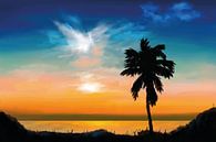 Palm tree at sunset by Tanja Udelhofen thumbnail