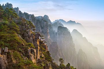 Mooie natuur in China : berglandschap van Yellow Mountain (Huangshan)