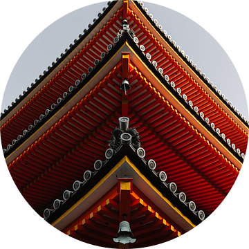 Ochtendlicht op een tempeldak in Kyoto