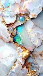 Perle im Naturstein mit Permutt und Goldadern