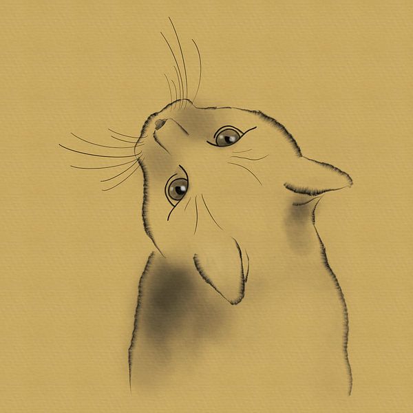 Pentekening kat van Lida Bruinen
