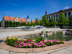 Marktplatz in der Altstadt von Riesa in Sachsen