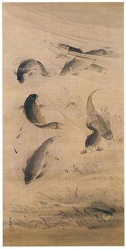 Kawanabe Kyōsai - Schwimmende Karpfen von Peter Balan