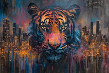 Paysage urbain de tigre sur PixelMint.