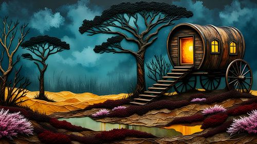 Woonwagen in het bos