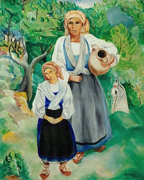 Moïse Kisling - Boerinnen in traditionele kleding (1920) van Peter Balan