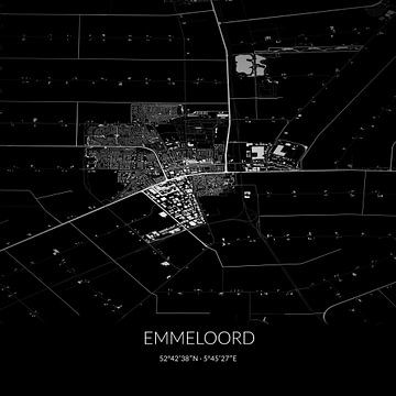 Schwarz-weiße Karte von Emmeloord, Flevoland. von Rezona