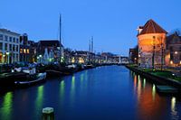 Thorbeckegracht in Zwolle in the evening with the Wijndrager tower