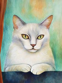 Portrait of a white cat by Jutta Maria Pusl