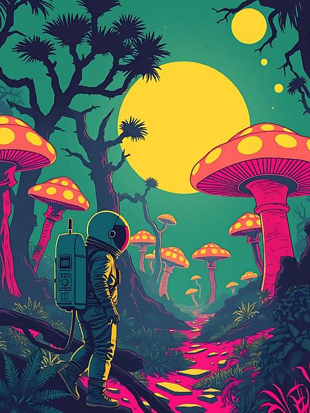 Astronaut in Mushroom World by Bovi Okta