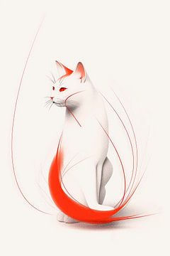 Cat Drawing Minimalist by Preet Lambon