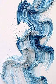 Blauwe Golven: Abstracte Penseelstreken van Color Square