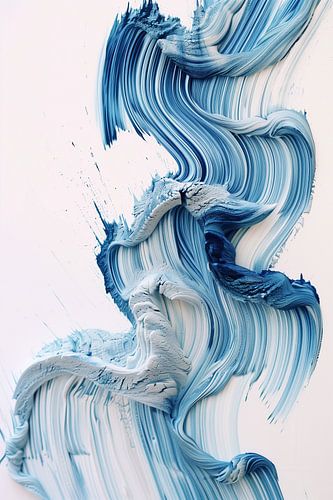 Blauwe Golven: Abstracte Penseelstreken