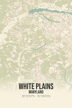 Vintage landkaart van White Plains (Maryland), USA. van MijnStadsPoster