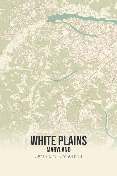 Vintage map of White Plains (Maryland), USA. by Prints of Place
