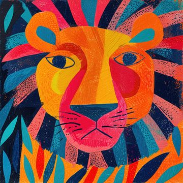 Lion Poster Print Colourful by Niklas Maximilian