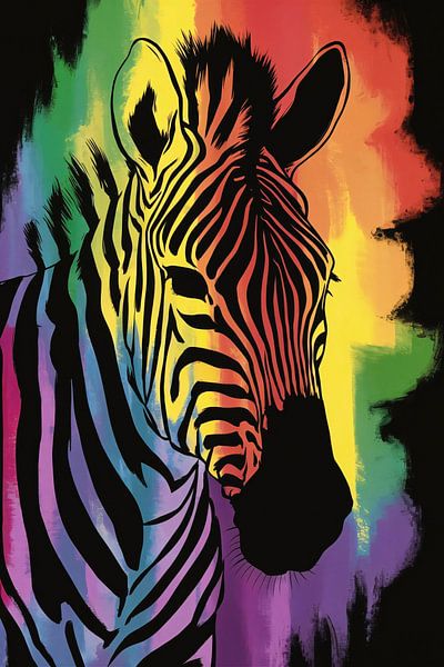 Peinture zébrée colorée avec arc-en-ciel par Art & Soul Creations