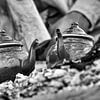 Sahara Desert. A man from the Tuareg tribe makes tea. by Frans Lemmens
