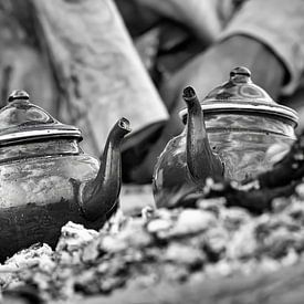 Sahara Desert. A man from the Tuareg tribe makes tea. by Frans Lemmens