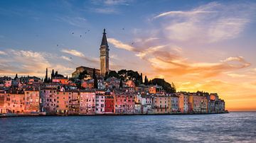 Zonsondergang in Rovinj, Kroatië van Michael Abid