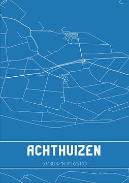 Blauwdruk | Landkaart | Achthuizen (Zuid-Holland) van Rezona