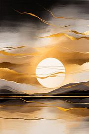 Coucher de soleil doré - dessin abstrait sur Imperial Art House