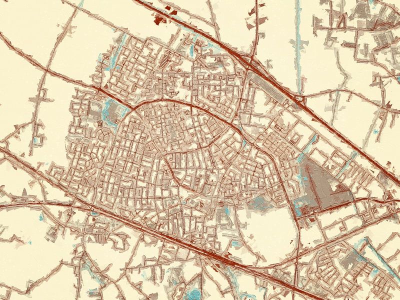 Kaart van Zevenaar in de stijl Blauw &amp; Crème van De Kaartenwinkel