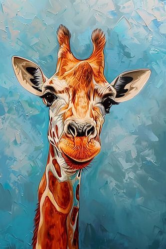 Kleurrijk schilderij van een giraffe